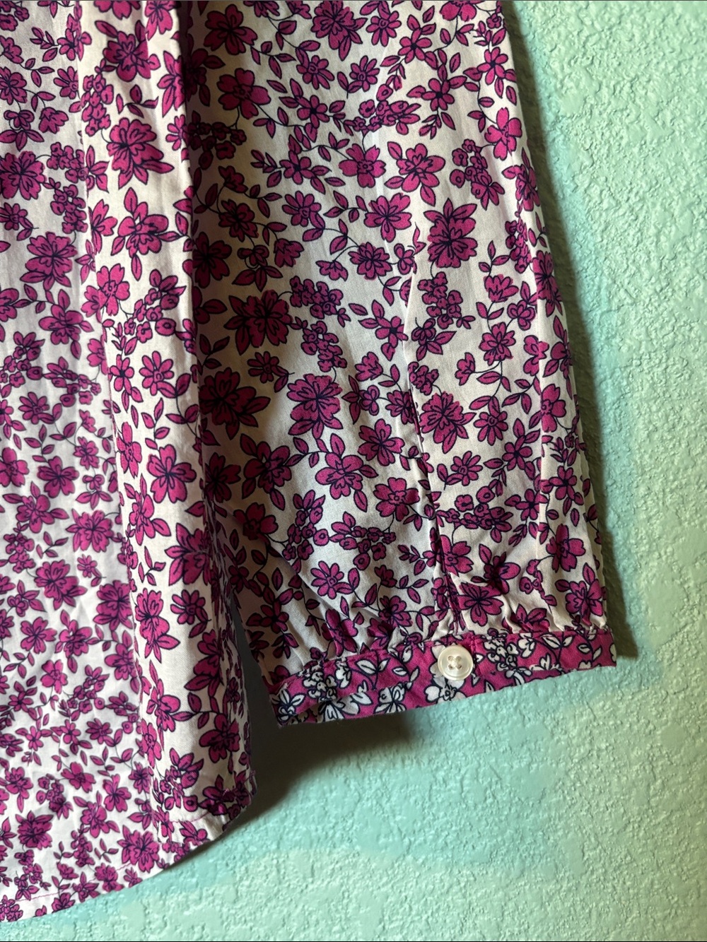 J. Crew Purple Floral Button-Placket Long Sleeve Tunic Women’s Size S Like New - Picture 4 of 8